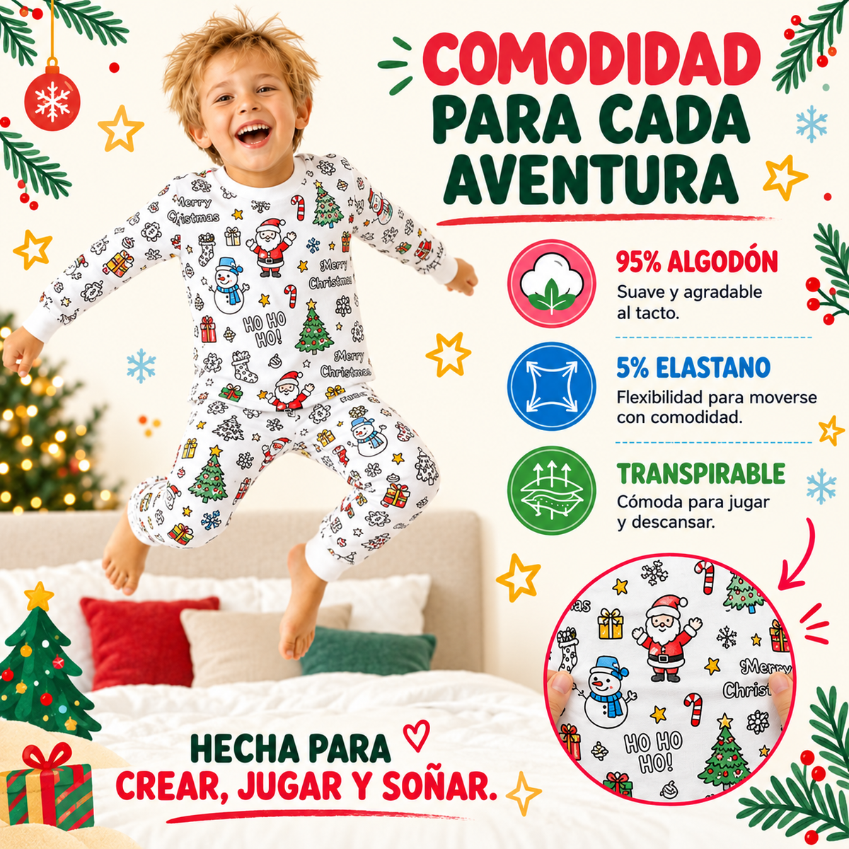 Pijama Navideño para Colorear
